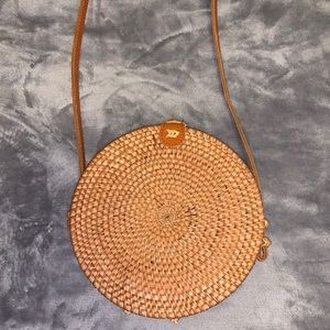 Round Rataan Crossbody Purse